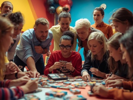Mensen spelen escape room generated met Canva Ai